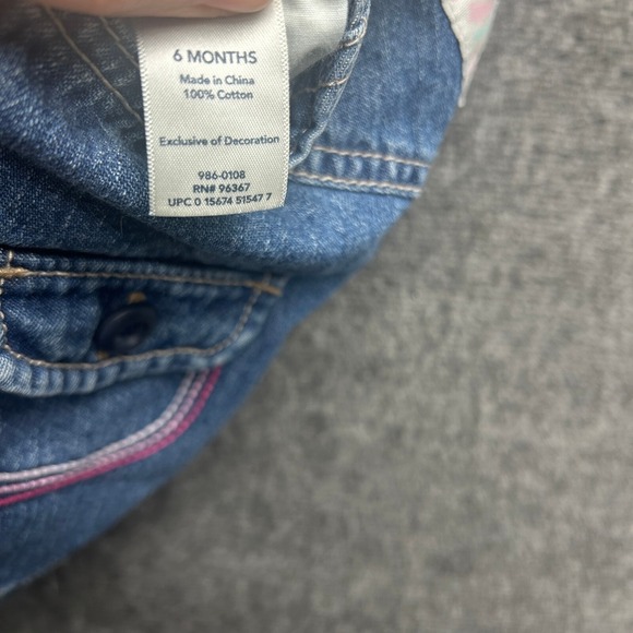 OshKosh B'gosh Vestbak Jean Dress 6 months Butterfly Rainbow Embroidery Overalls - Picture 7 of 7